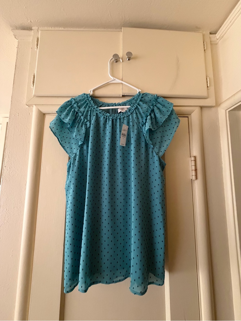 NWT Loft light green blouse with black flecks, size M